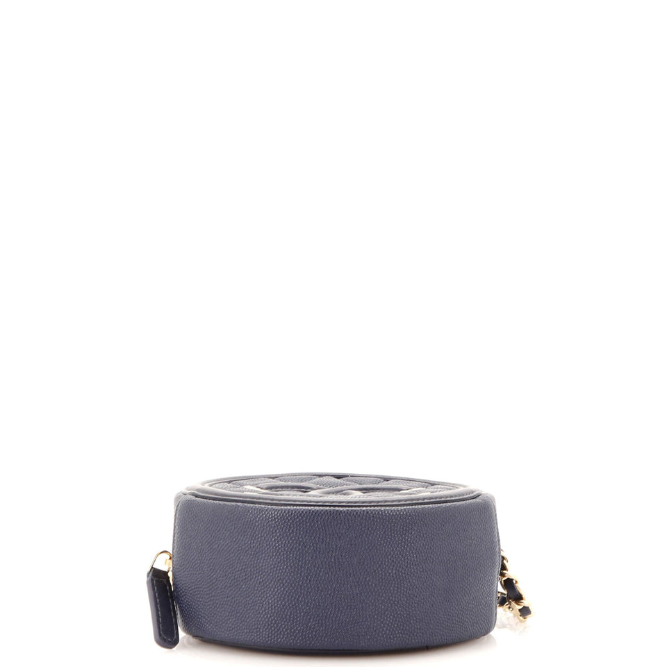 Filigree Round Clutch with Chain Quilted Caviar Mini