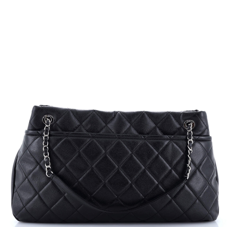 Timeless CC Soft Tote Quilted Caviar Large