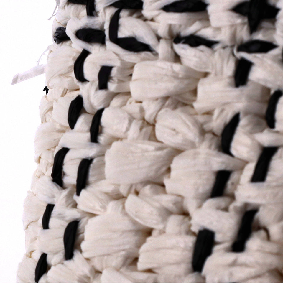 CC Chain Flap Bag Tweed Effect Braided Raffia Mini