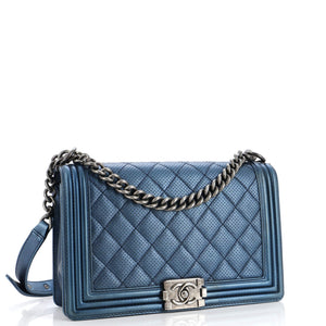 Boy Flap Bag Quilted Perforated Lambskin New Medium