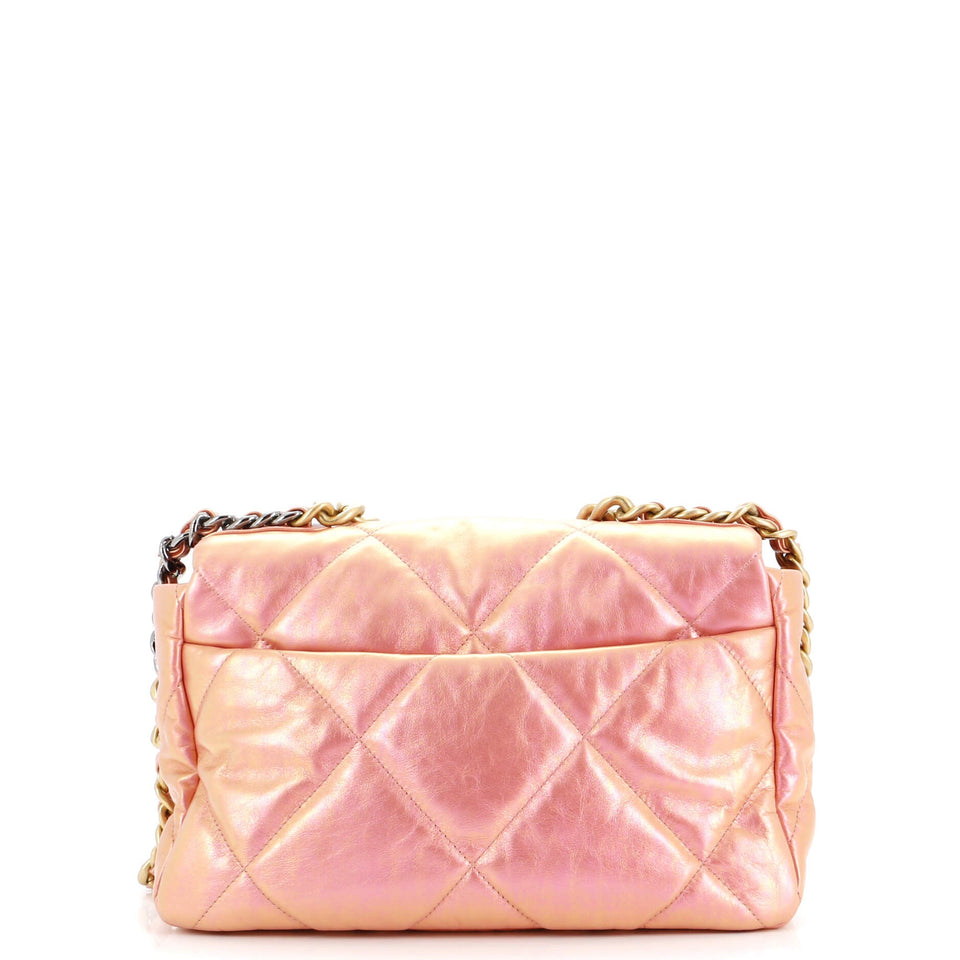 19 Flap Bag Quilted Iridescent Calfskin Large