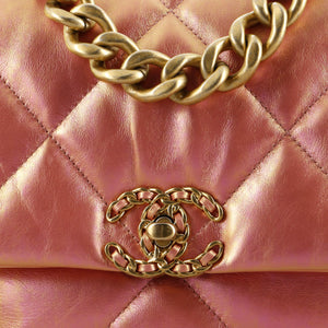 19 Flap Bag Quilted Iridescent Calfskin Large