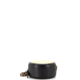 Golden Plate Round Clutch with Chain Quilted Metal and Lambskin Mini
