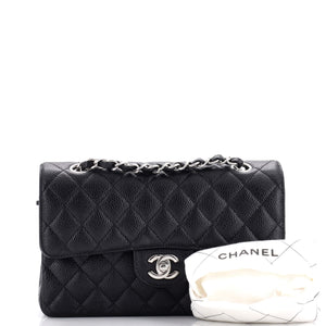 Classic Double Flap Bag Quilted Caviar Small