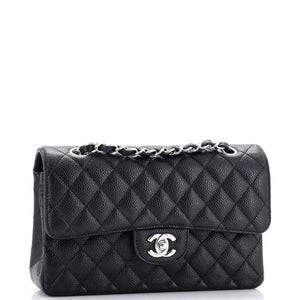 Classic Double Flap Bag Quilted Caviar Small