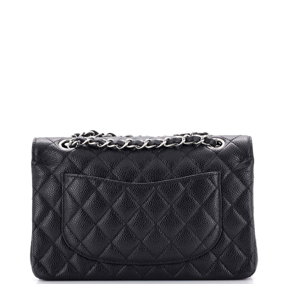 Classic Double Flap Bag Quilted Caviar Small
