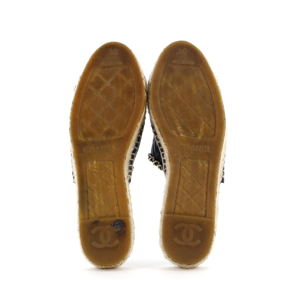 Women's CC Mule Espadrilles Embossed Leather