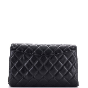 Clutch with Chain Quilted Caviar