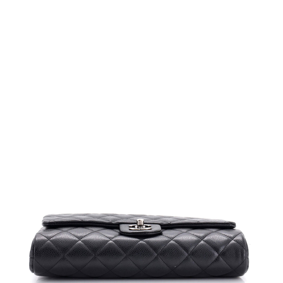 Clutch with Chain Quilted Caviar