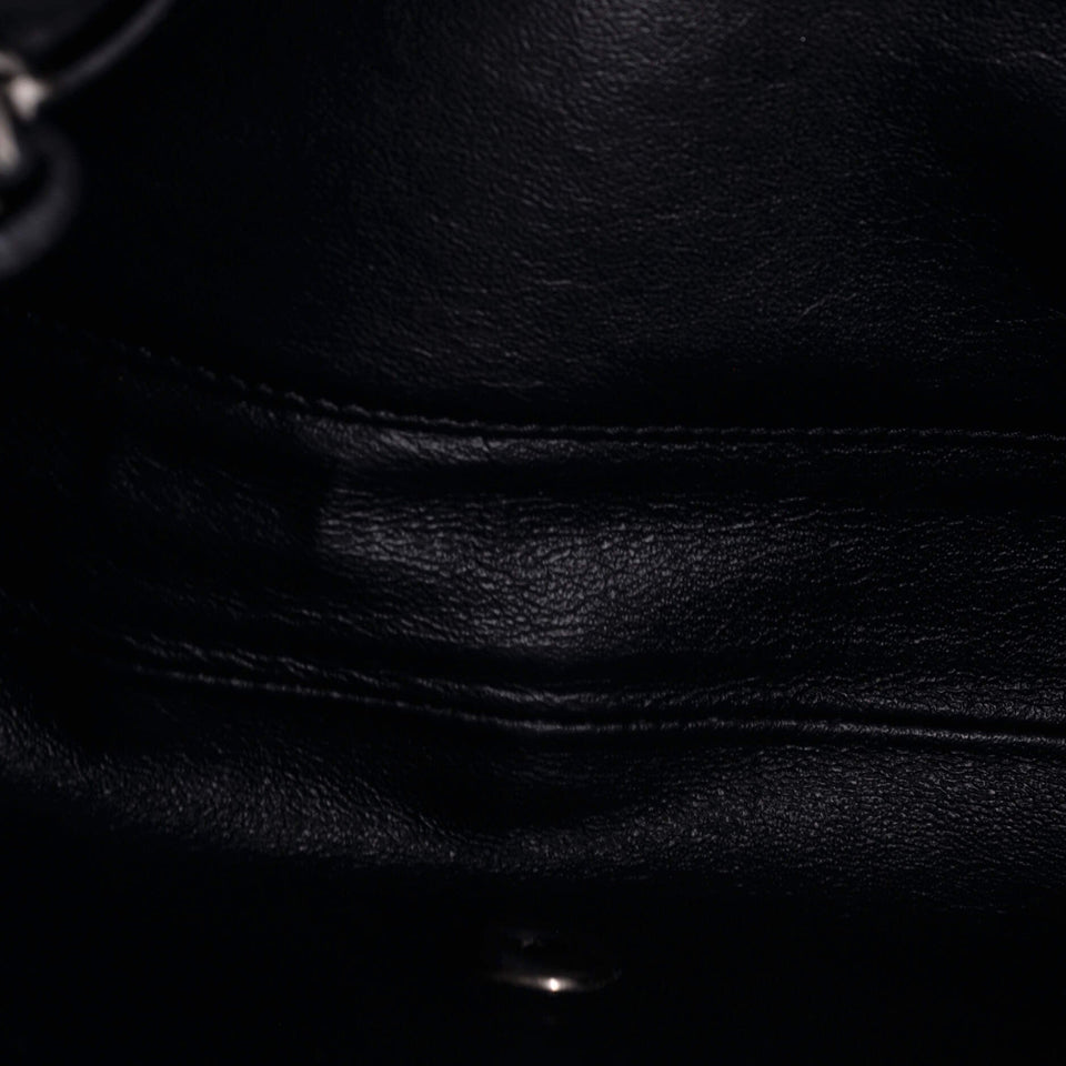 Clutch with Chain Quilted Caviar
