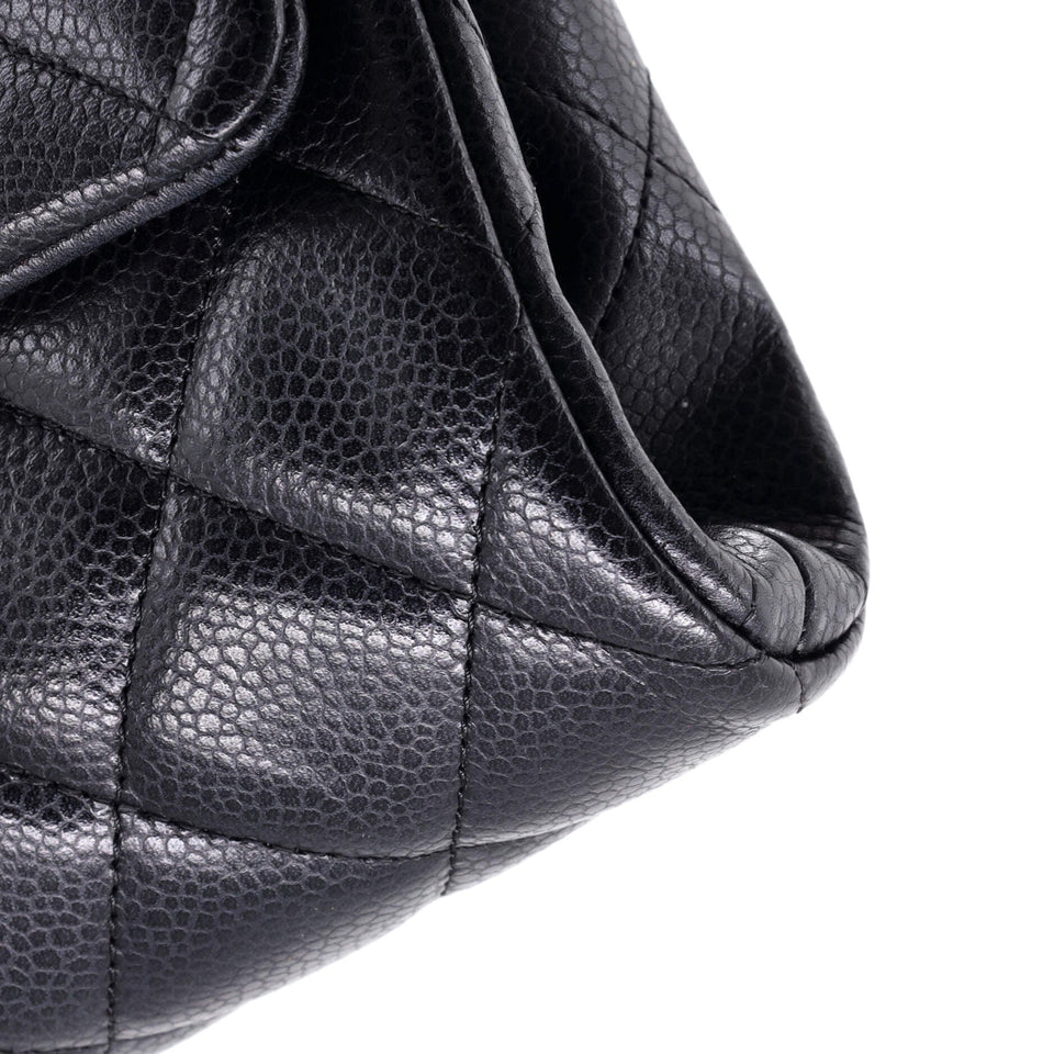 Clutch with Chain Quilted Caviar