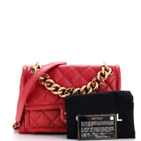 Woven Chain Link CC Top Handle Flap Bag Quilted Lambskin Small