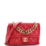 Woven Chain Link CC Top Handle Flap Bag Quilted Lambskin Small