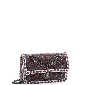Classic Double Flap Bag Braided Quilted Tweed Medium