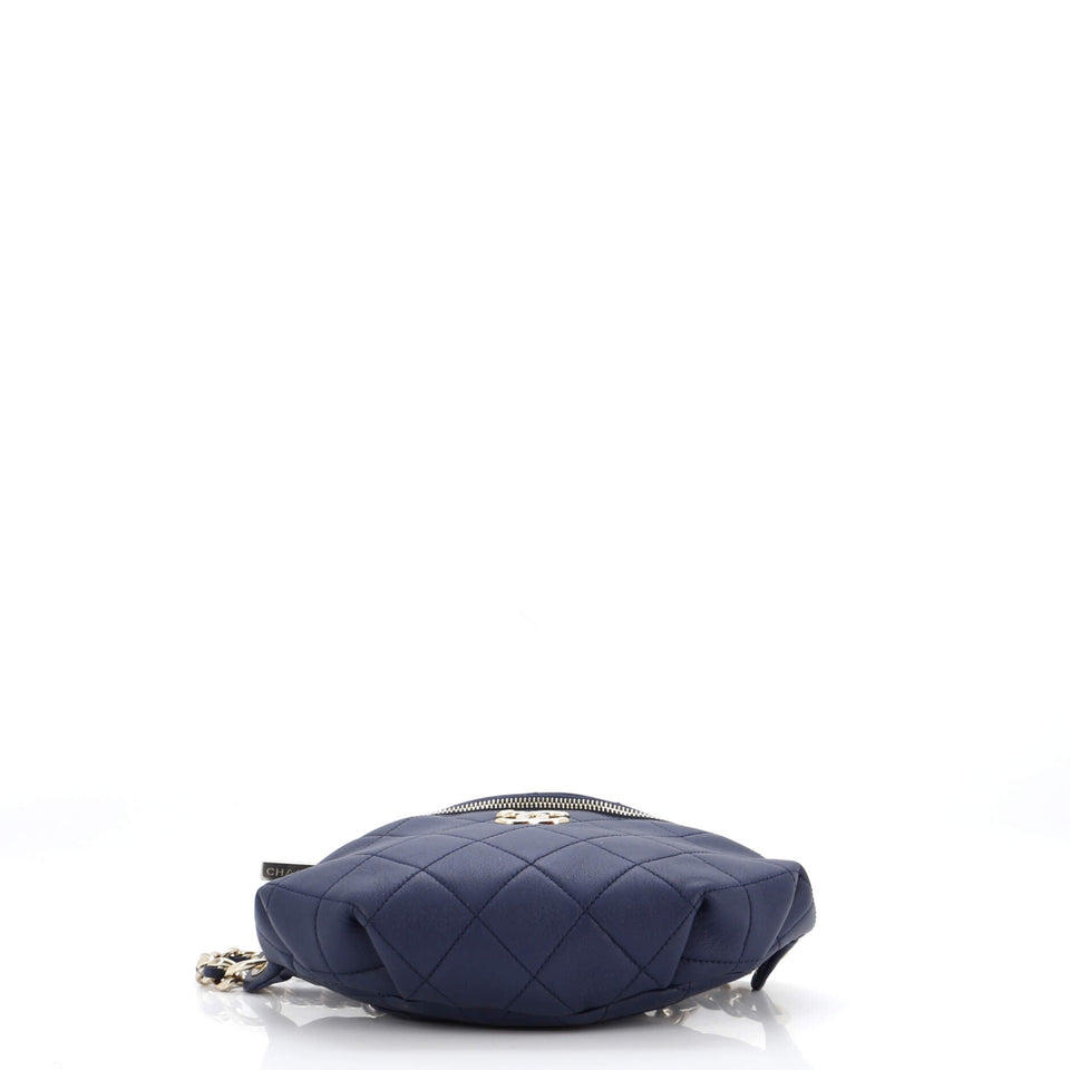 Resin Elegant Chain Belt Bag Quilted Lambskin