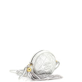 Vintage Round Tassel Crossbody Bag Quilted Leather Mini