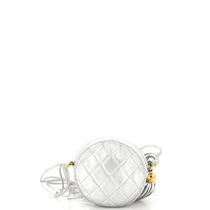 Vintage Round Tassel Crossbody Bag Quilted Leather Mini