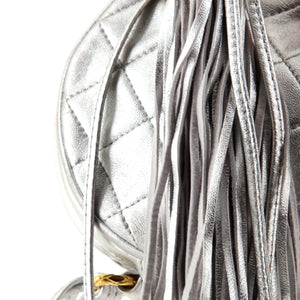 Vintage Round Tassel Crossbody Bag Quilted Leather Mini