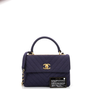 Trendy CC Top Handle Bag Chevron Jersey Small