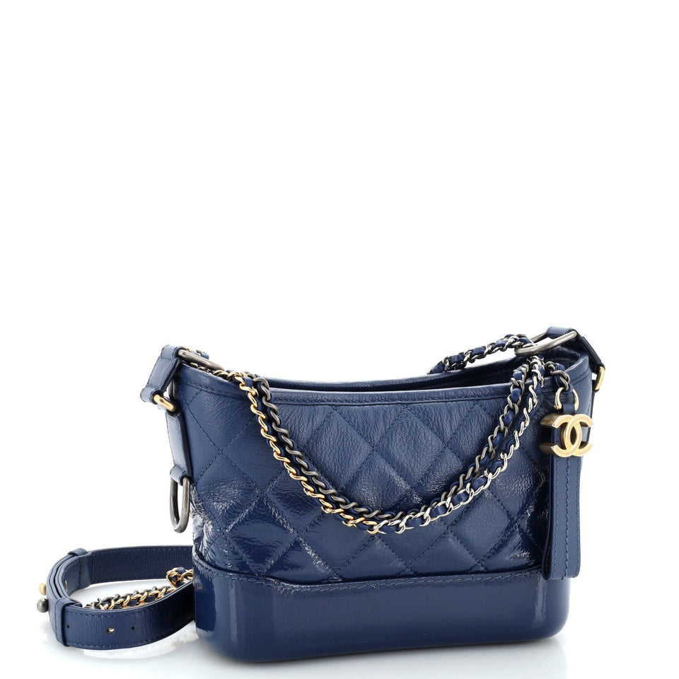 Gabrielle Hobo Quilted Goatskin and Patent Small