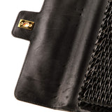 Vintage Square Resin Flap Bag Wicker and Leather Medium