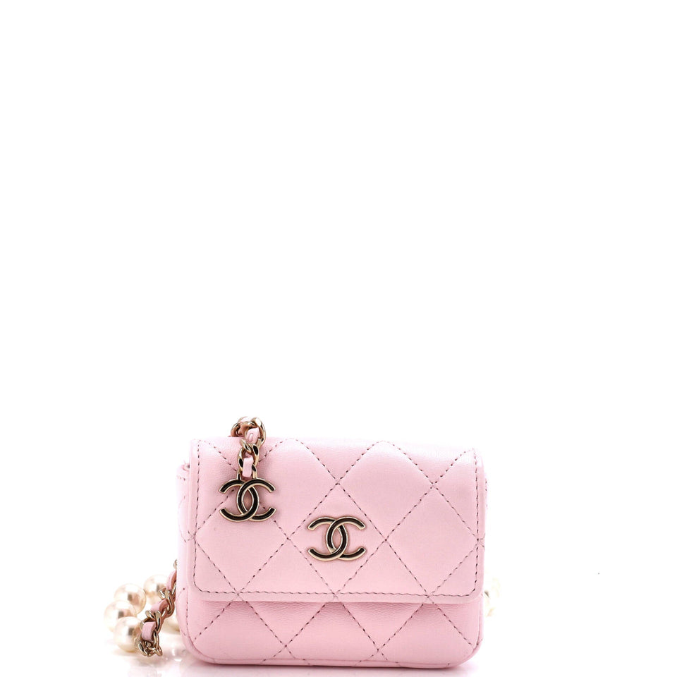 Pearl Strap CC Chain Belt Bag Quilted Lambskin Mini