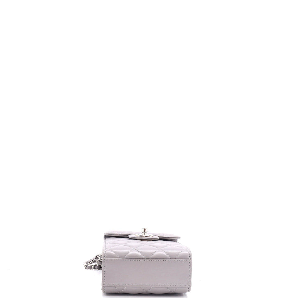 CC Flap Phone Holder Crossbody Bag Quilted Lambskin