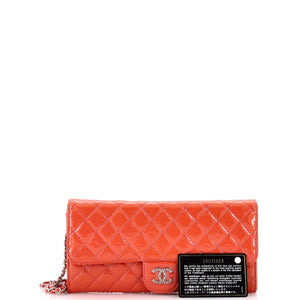Brilliant Wallet on Chain Clutch Quilted Patent East West