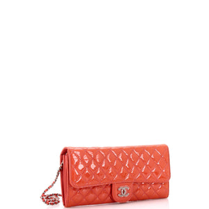 Brilliant Wallet on Chain Clutch Quilted Patent East West