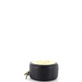 Golden Plate Round Clutch with Chain Quilted Metal and Lambskin Mini