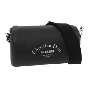 CHRISTIAN DIOR Atelier Roller Bag Shoulder Bag Leather Black  29708A