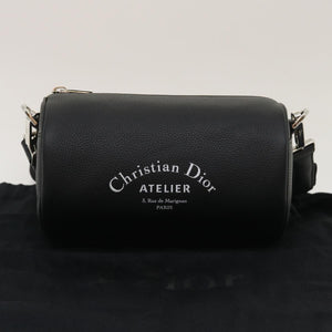 CHRISTIAN DIOR Atelier Roller Bag Shoulder Bag Leather Black  29708A