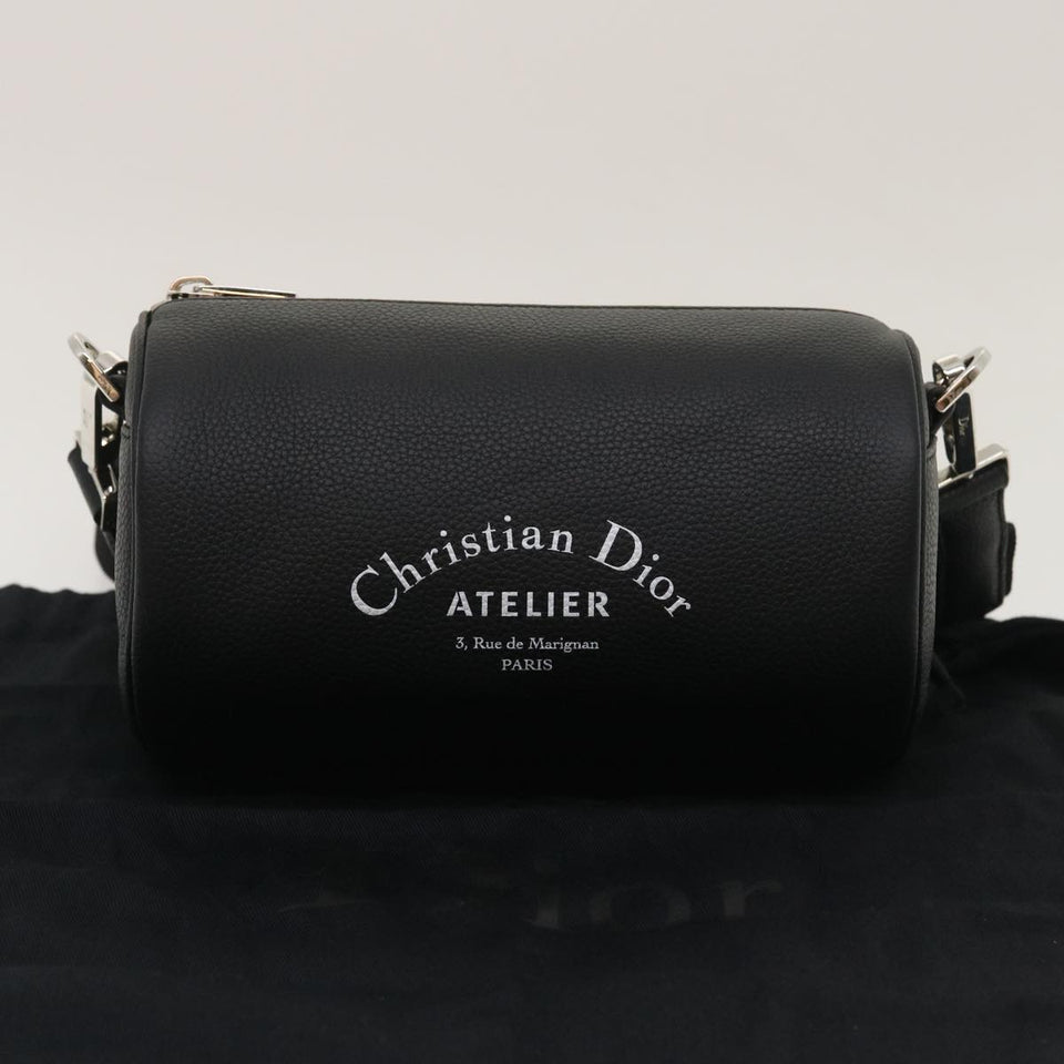 CHRISTIAN DIOR Atelier Roller Bag Shoulder Bag Leather Black  29708A