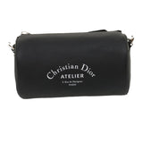 CHRISTIAN DIOR Atelier Roller Bag Shoulder Bag Leather Black  29708A