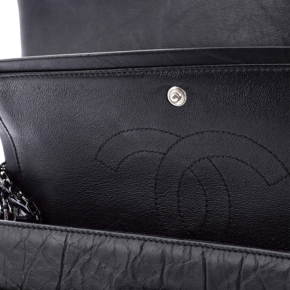 So Black Reissue 2.55 Flap Bag Chevron Aged Calfskin 225