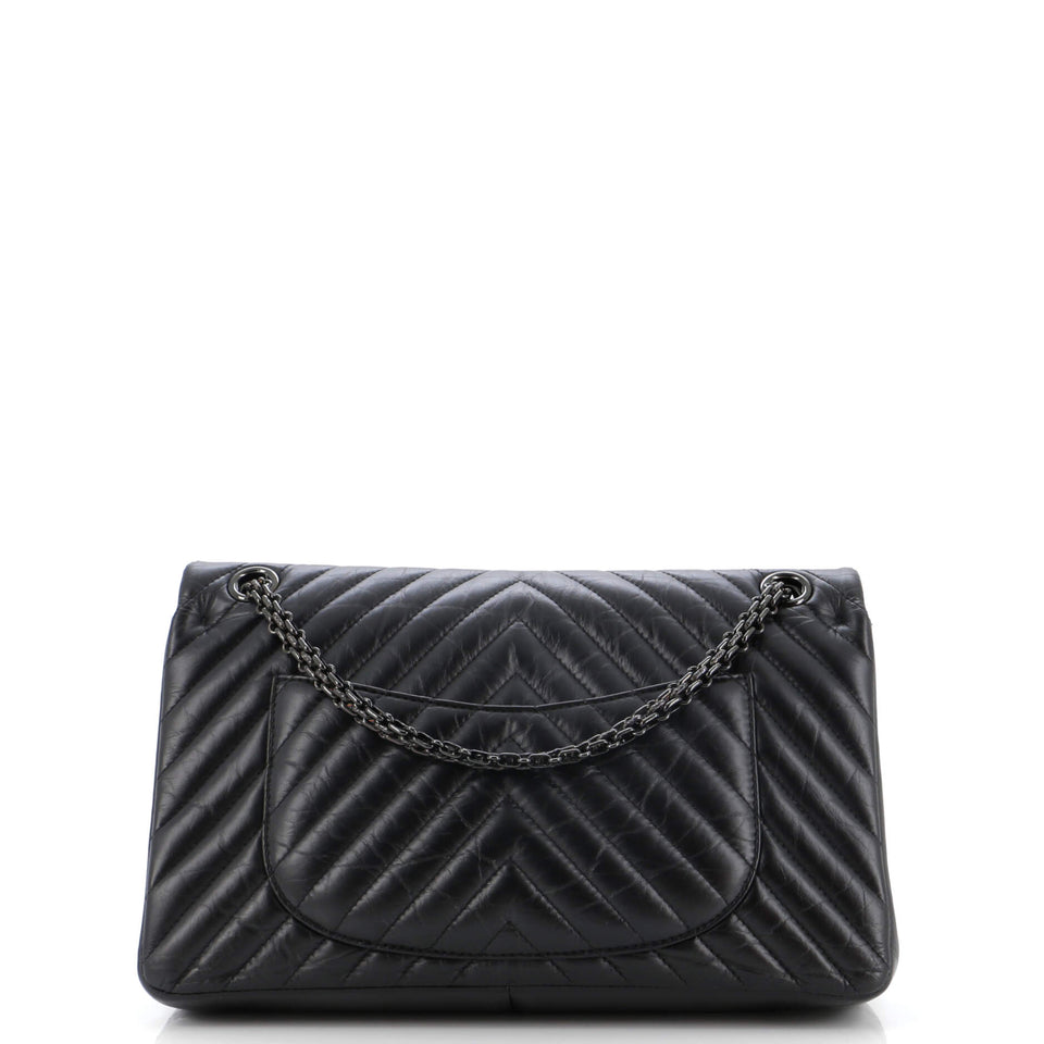 So Black Reissue 2.55 Flap Bag Chevron Aged Calfskin 226