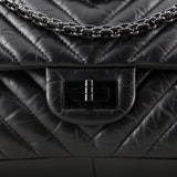 So Black Reissue 2.55 Flap Bag Chevron Aged Calfskin 226