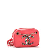 Giant Crystal CC Camera Bag Embellished Lambskin Small