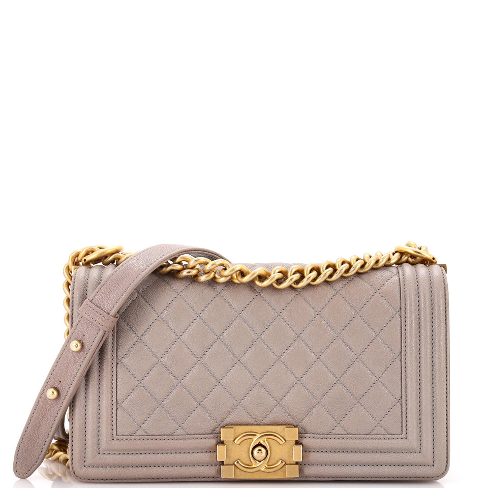 Boy Flap Bag Quilted Caviar Old Medium