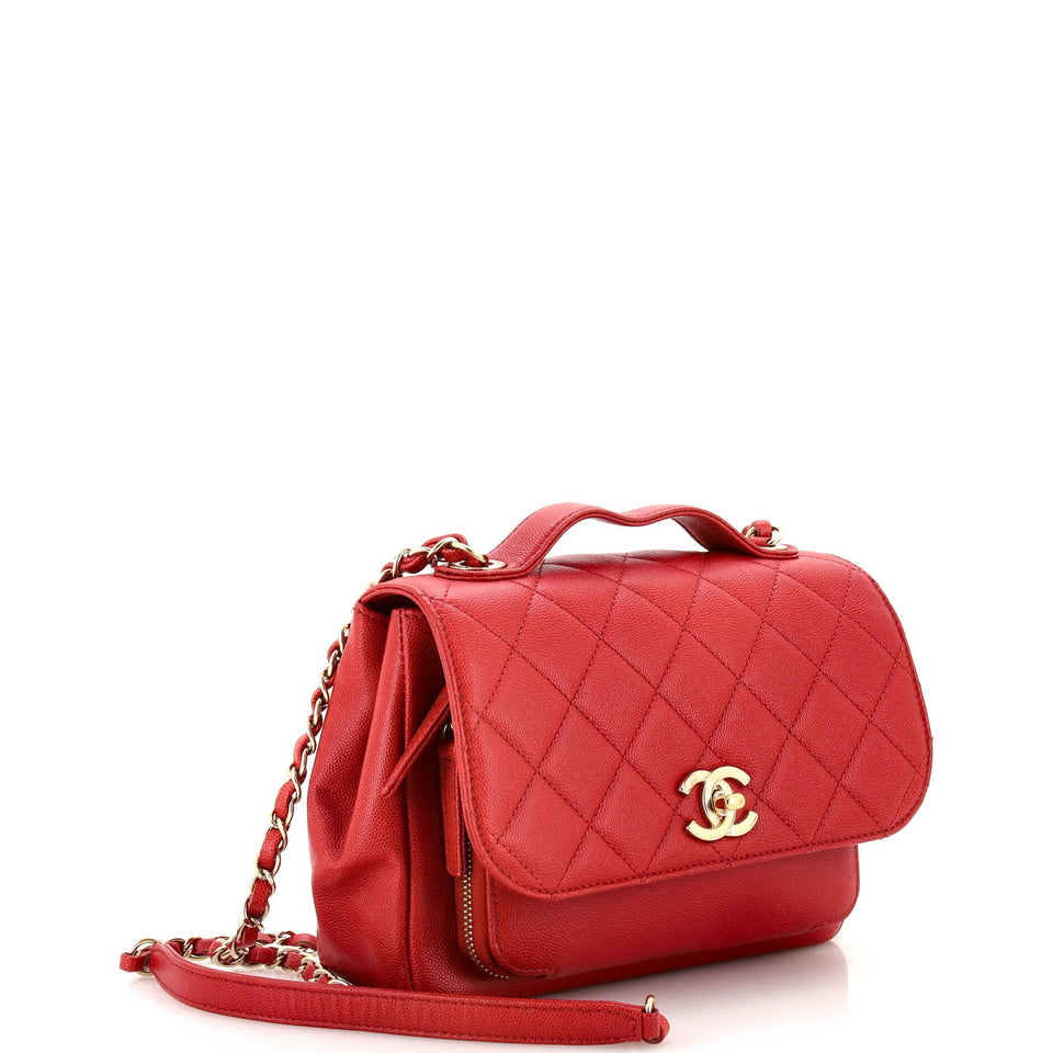 Business Affinity Flap Bag Quilted Caviar Small