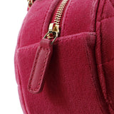 Pearl Crush Round Clutch with Chain Quilted Velvet with Crystal Detail