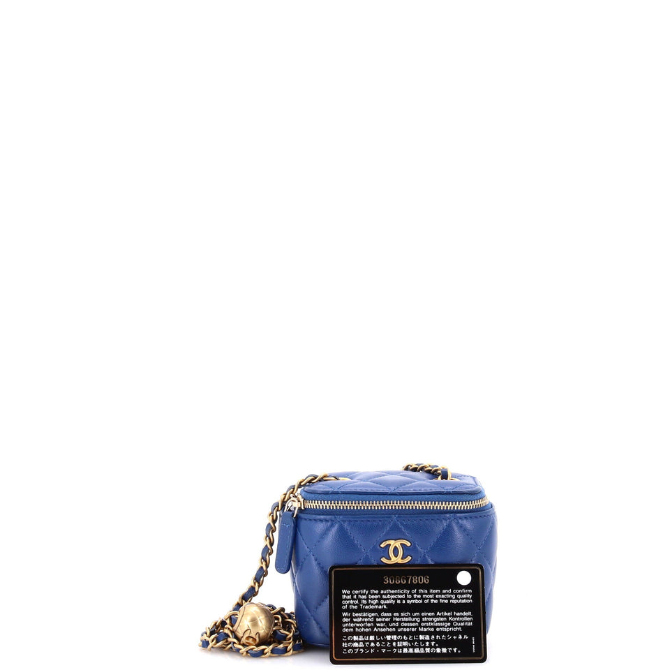 Pearl Crush Vanity Case with Chain Quilted Lambskin Mini