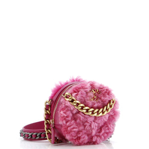 19 Round Clutch with Chain Quilted Shearling