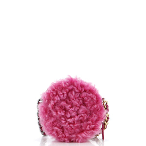 19 Round Clutch with Chain Quilted Shearling