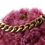 19 Round Clutch with Chain Quilted Shearling