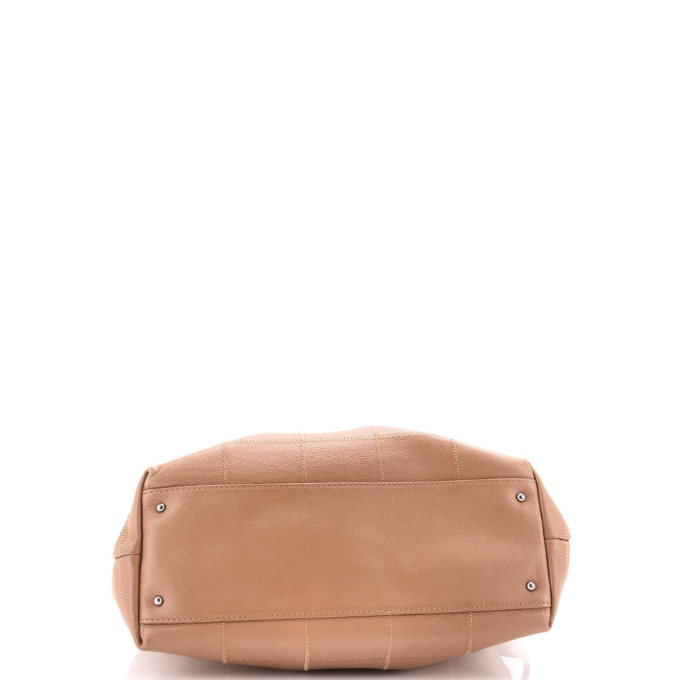 Square Stitch Tote Caviar Medium
