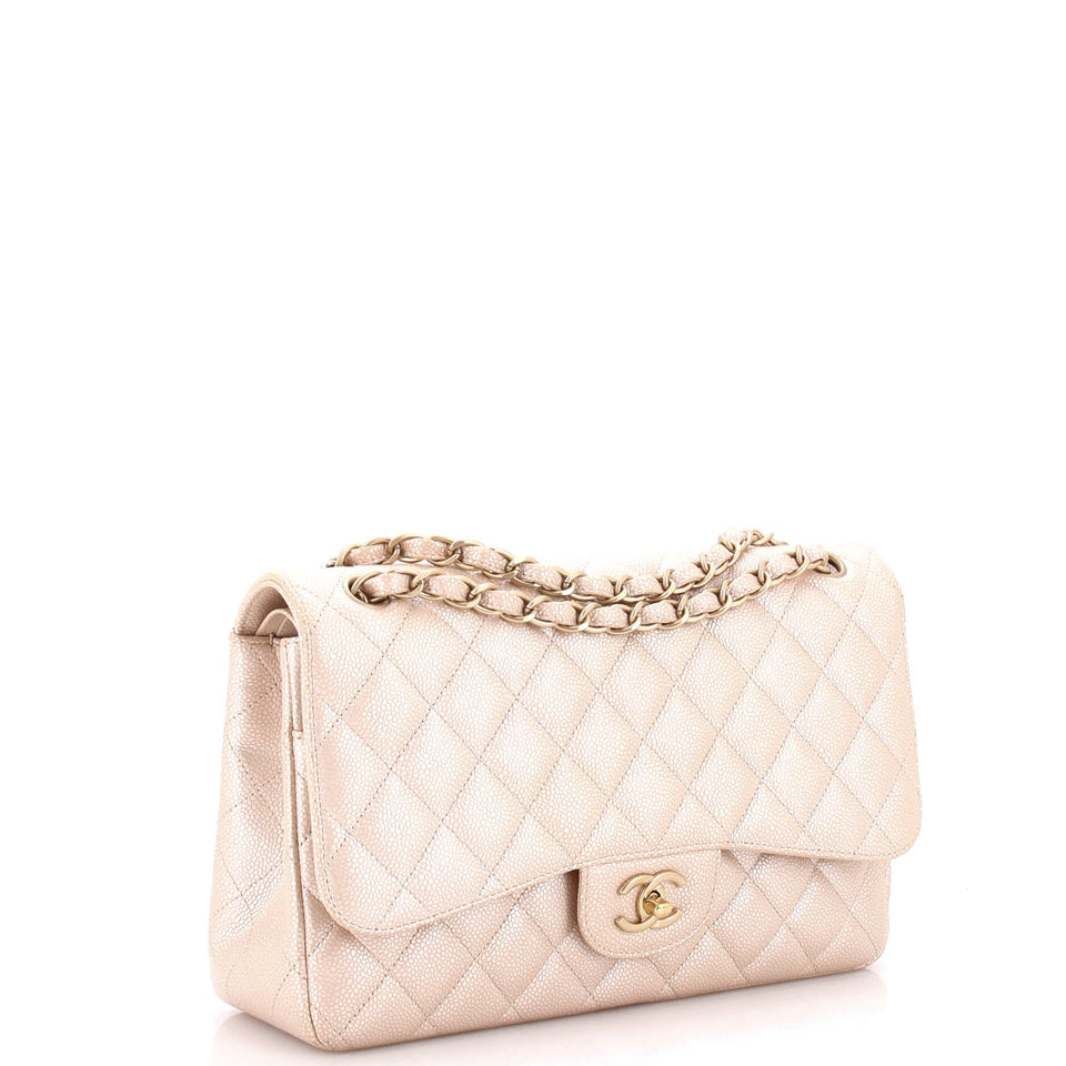 Classic Double Flap Bag Quilted Iridescent Caviar Jumbo