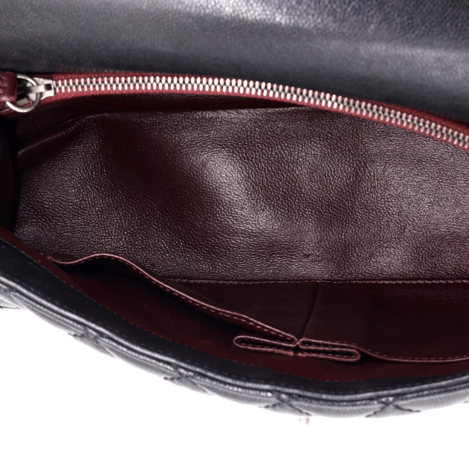 Coco Top Handle Bag Quilted Caviar with Lizard Small