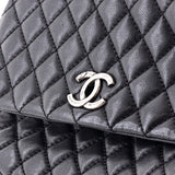 Coco Top Handle Bag Quilted Caviar with Lizard Small