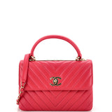 Trendy CC Top Handle Bag Chevron Lambskin Small